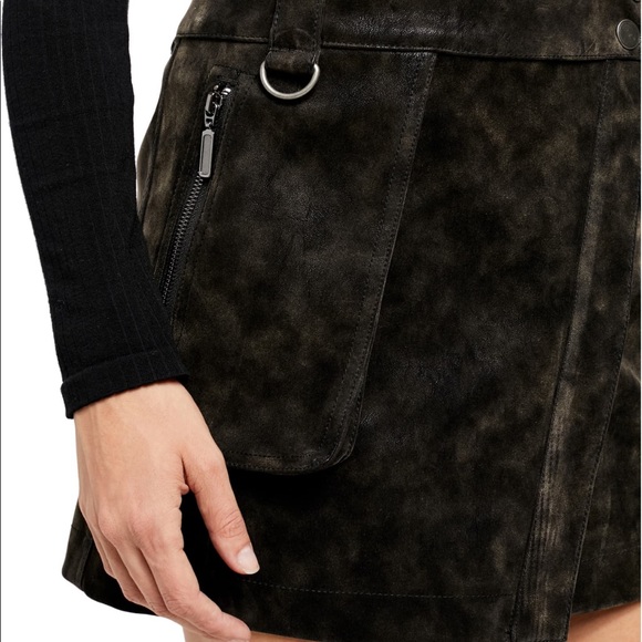NWT Free People Carson Faux Leather Utility Skirt - Picture 7 of 9